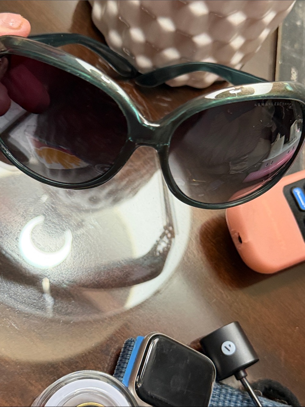 Armani Exchange Women's Dark Green Cat-Eye Sunglasses - Picture 6 of 6
